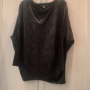 WHBM black dolman sleeve top with sheen and tapered bottom